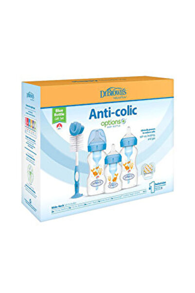 Dr.Brown's Db 3620 Wide Mouth Anti-Colic Options+ Pp Baby Bottle Blue Gift Se...