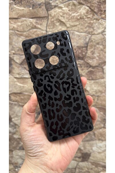 Vip Case Infinix Note 40 Pro Compatible Black Leopard Patterned Silicone Shoc...