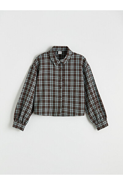 LC Waikiki Καφέ Καρό Ποπλίνα Κοριτσίστικο πουκάμισο από το κατάστημα GiyÇık