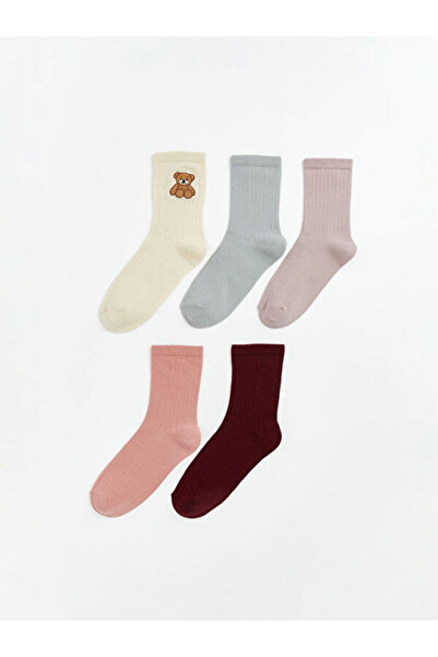 LC Waikiki Rmz Gi̇yi̇m Farkiyla Embroidered Women's Socks 5-Piece Set