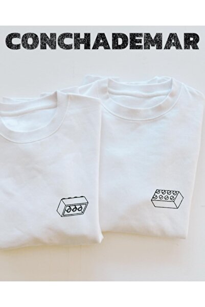 Vordevia تي شيرت كبير الحجم مطبوع عليه ليغو، مجموعة من قطعتين للعشاق