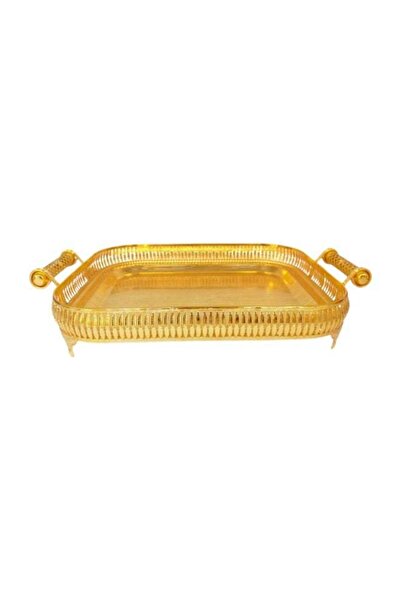 AZOZ MERCHLY Rectangular gold iron tray, 40x33 cm