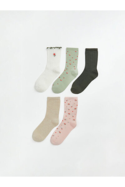 LC Waikiki Rmz Gi̇yi̇m Farkiyla Floral Women's Socks 5-Pack