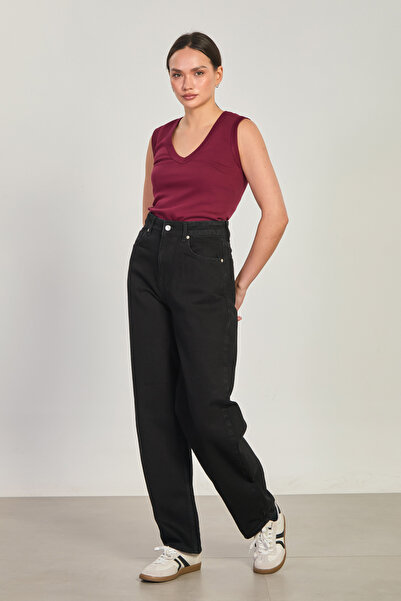 BARRELS AND OIL Women's Balloon Jean Pants - Black