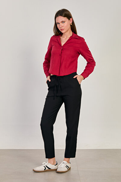 BARRELS AND OIL Women's elastic waist lace-up pants - black