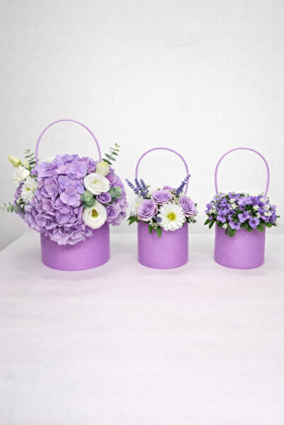 NET MARKET 3'lü Lüks Silindir Çanta Kutu Seti - Dekoratif Sunum ve Hediye Kutusu