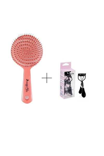 nascita Pink Pro Three-Dimensional Oval Hair Brush 02+ Black Pro Eyelash Curl...