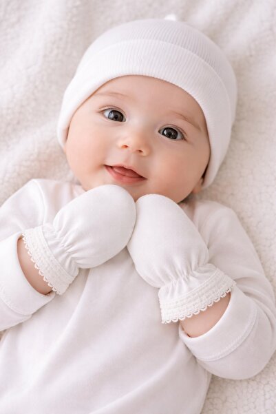 Yumak Bebek Ürünleri 6 Çift Yenidoğan Bebek Eldiveni – Beyaz Pamuklu Yumuşak Set