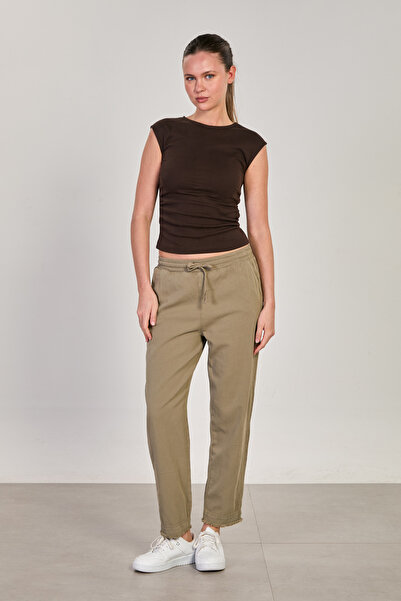 BARRELS AND OIL Women's tassel hem pants - khaki