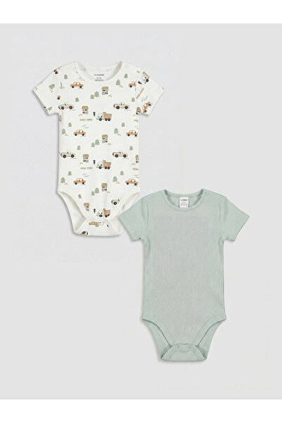 LC Waikiki Meral Collection Ecru Baby Boy Snap Fastener Bodysuit 2-Pack