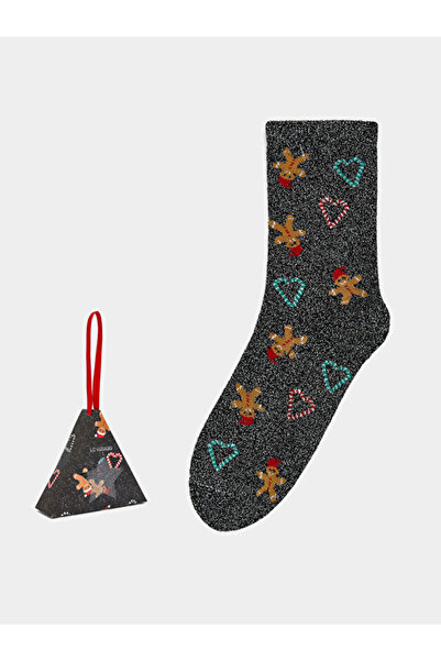 LC Waikiki Rmz Gi̇yi̇m Farkiyla New Year's Themed Women's Socks