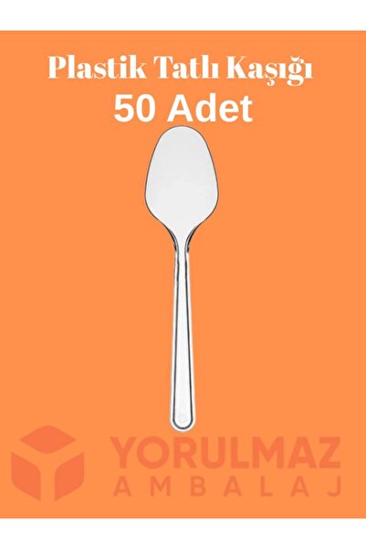 yorulmaz ambalaj 🥄   Plastic Dessert Spoons 50 Pieces – Durable, Hygienic, D...