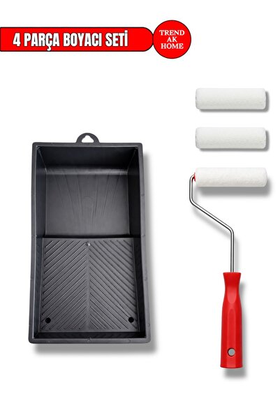 OSKAR FIRÇA 4’Lü Kadife Boyacı Seti | 10 Cm Rulo Sap + 2 Adet Kadife Rulo Yed...