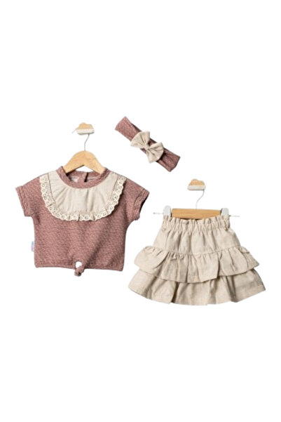 GENERAL Girls' set: skirt, blouse, and hair tie, for ages 9 months to 24 mont...