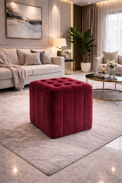 Tasarım Kapitoneli dilimli “Modern Kare Puf | Ayak Dinlendirme Taburesi | Dek...