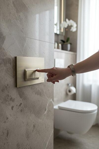 İSAOĞLU YAPI Antik Gold Rezervuar Butonu Asma Klozet Uyumlu Eskitme Gold Kuma...