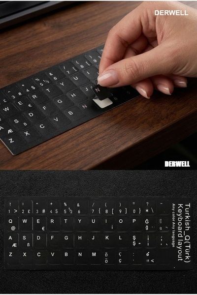 Derwell 1 Adet Turkish Q Klavye Sticker 1x Türkçe Q Klavye Etiketi Laptop Pc ...
