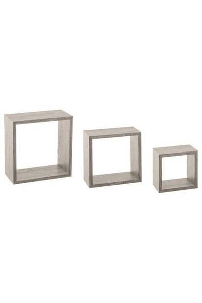 Generic Five Simply Smart 3-Piece Fixy Floating Cube Wall Shelf Set Grey Oak