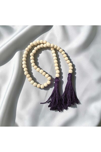 diclecollection Purple Tasseled Decorative Wooden Bead Prayer Beads/Wall Orna...