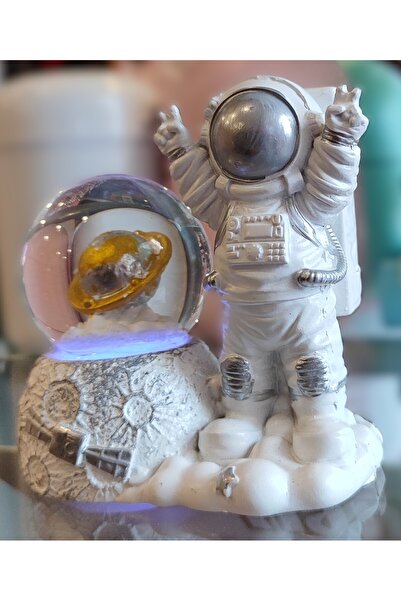ada çanta kırtasiye Astronot figürlü küçük boy ışıklı kar küresi silver (8cm*...
