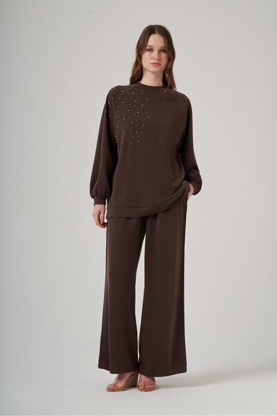 Nuss 1076 طقم بنطلون تونيك بتفاصيل من حجر الكريستال