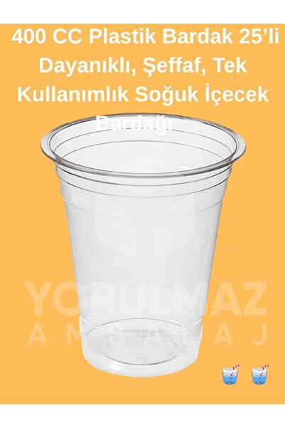 yorulmaz ambalaj 🥤 🥤 400 Cc Plastik Bardak 25’li Şeffaf Kullan At Soğuk İçe...