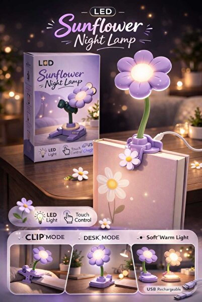 Banum Luxury Hediyelik Çiçek Temalı Kitab Led Lambasi