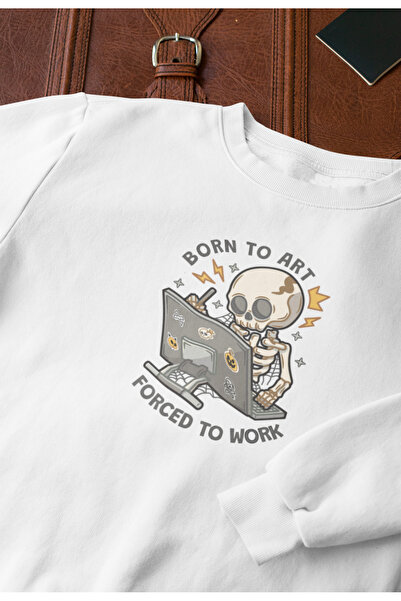 MAGORS Born to Art Printed Cotton Long Sleeve Crewneck Retro Oversize Sweatsh...