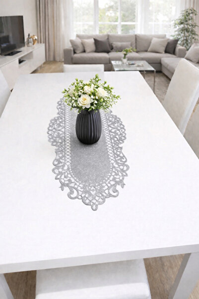 Diva Home Silvery Leather Look 100X33 Luxury Decorative Runner