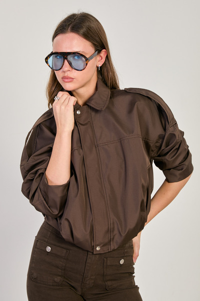 BARRELS AND OIL Women's Oversize Bomber Jacket - Bitter Brown