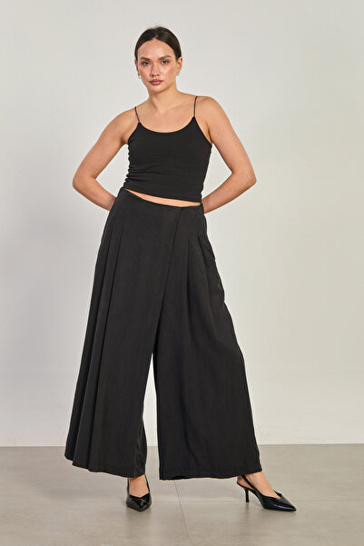 BARRELS AND OIL Women's wide leg trousers skirt - black