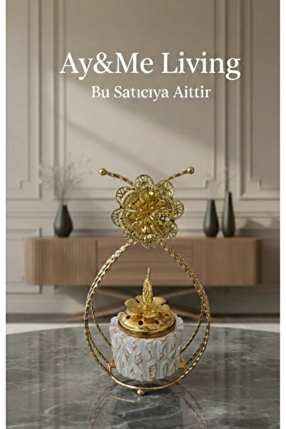 Layansaa Lüks Beyaz Porselen Buhurdanlık – Altın Hat Sanatı İşlemeli Dekorati...