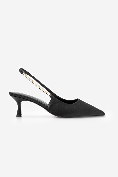 Marjin Women's Stiletto Pointed Toe Open Back Strap Stone Detailed Heeled Sho...