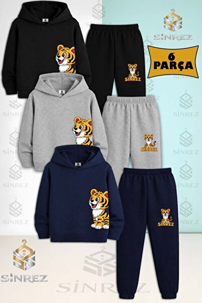 SİNREZ Set de 3 piese pentru copii, unisex, cu imprimeu TIGER LEFT SIDE, set ...