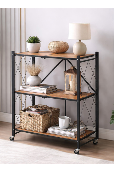 Cady One Heavy-duty 3-tier metal storage rack with wheels and a stable base, ...