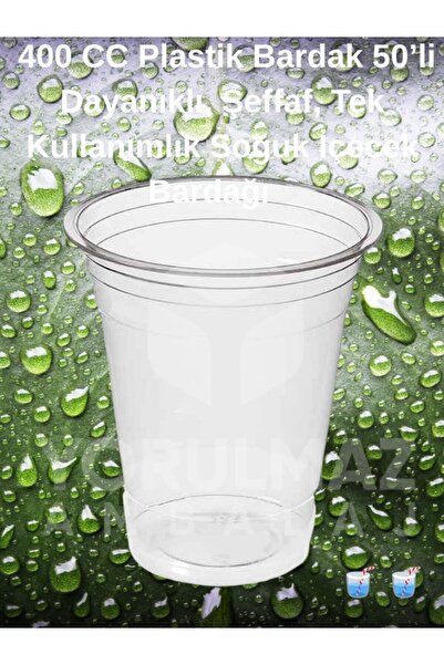 yorulmaz ambalaj 🥤 🥤 400 Cc Plastik Bardak 50 ’li Şeffaf Kullan At Soğuk İç...