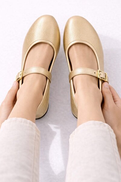 Slipcat Stylish Women's Ballerina Shoes with Single Strap and Gold Buckle and...