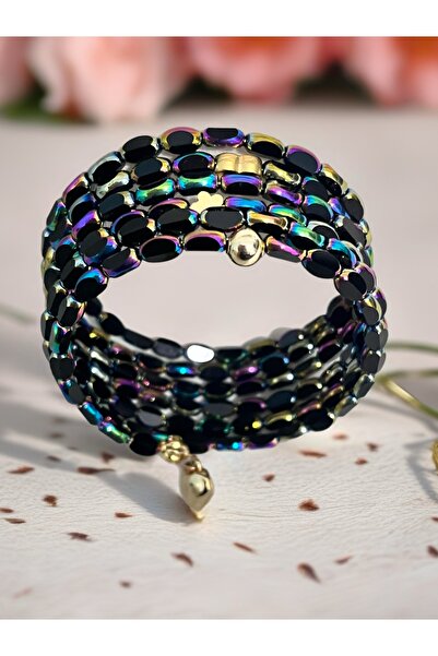 COCOSH TAKI سوار بتصميم خاص متعدد الطبقات بلون هولوغرام أرجواني مع تفاصيل على...