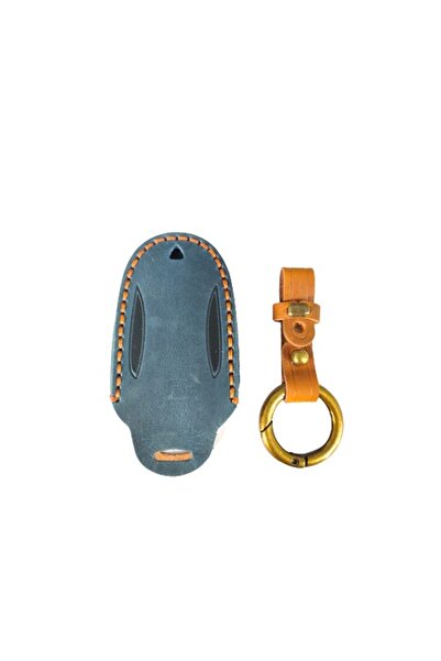 AUTOTOB Husa cheie AUTOTOB® compatbila cu Tesla Key Fob, din piele, albastru