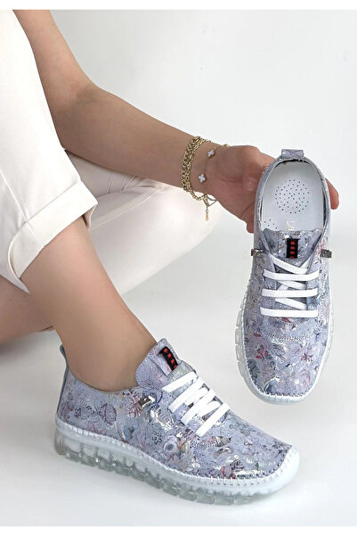 BilfolD Jiten Lilac Patterned Leather Lace-Up Sports Shoes