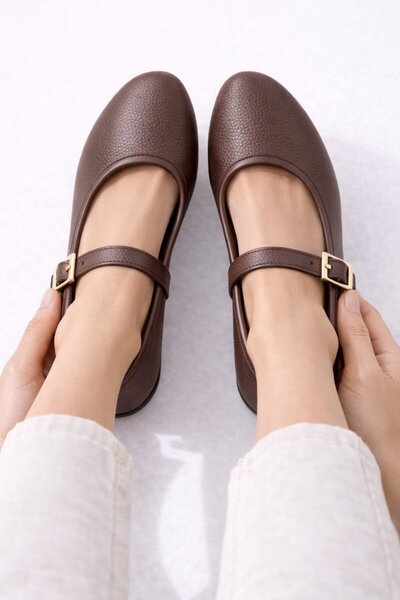 Slipcat Stylish Women's Ballerina Shoes with Single Strap and Gold Buckle and...