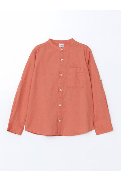 LC Waikiki Peak New Season Hakim Collar Linen Blend Boys' Shirt