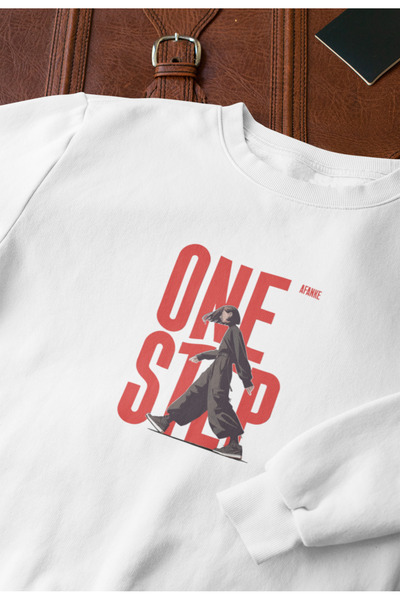 MAGORS Step Printed Cotton Long Sleeved Crewneck Retro Oversize Sweatshirt fo...