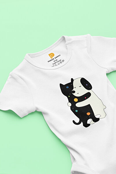 LilJoy Organic 100% Cotton Cute Cat Dog Printed Short Sleeve Snap Fastener Ba...