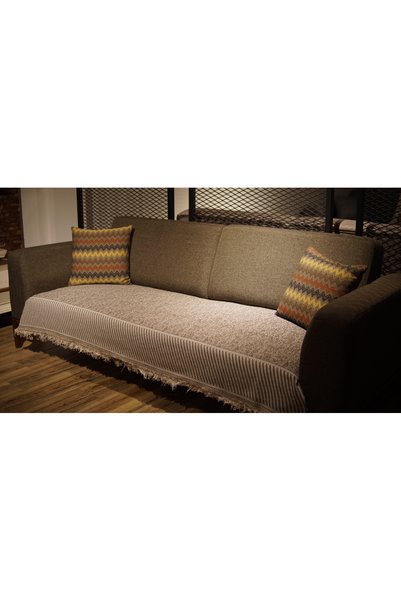 Tfnhometr Cotton Sofa Cover - Non-Slip Surface - Road Wall Pattern - Beige 170 X 210 cm