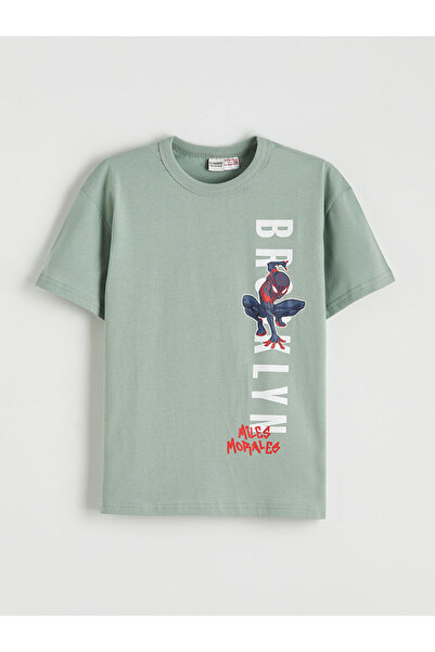 LC Waikiki Green Spider-Man Bas Printed Siklet Collar Boys' T-Shirt from Güli...