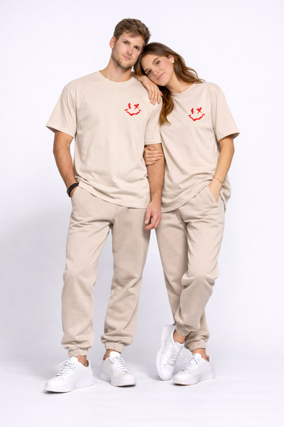 NEVERMIND Tricou pentru cuplu, oversize, unisex, set de 2 piese