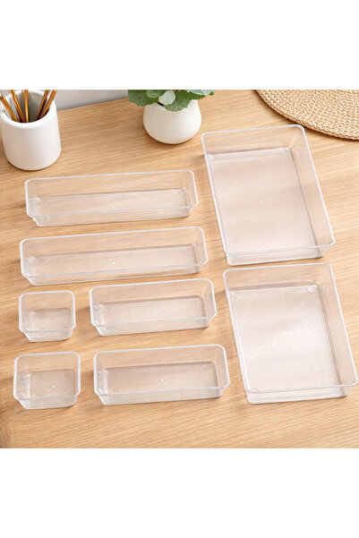 Fikriyah 8-Piece Clear Plastic Storage Box Set – Multi-Size Drawer & Cabinet ...