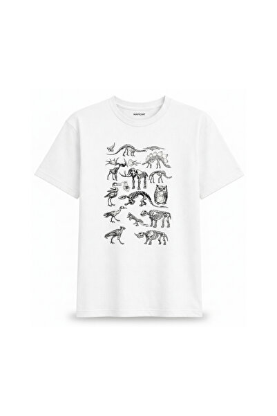 PERISENSE Kadın Erkek Özel Tasarım İskelet Baskılı Siyah Beyaz Pamuklu Günlük...