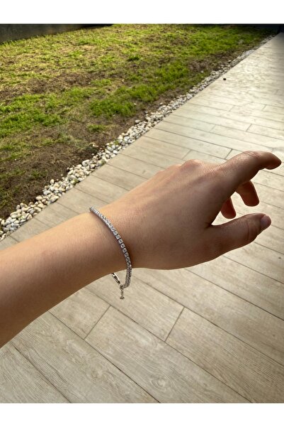 Amora Perla Jewelry 925 Ayar Gümüş 2,25 MM Taşlı Su Yolu Bileklik – Parlak Zi...
